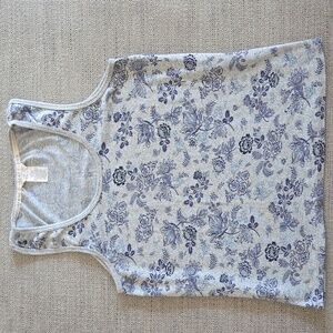 Lucky Brand Light Gray Tank Top with Navy Floral Print, Brand new